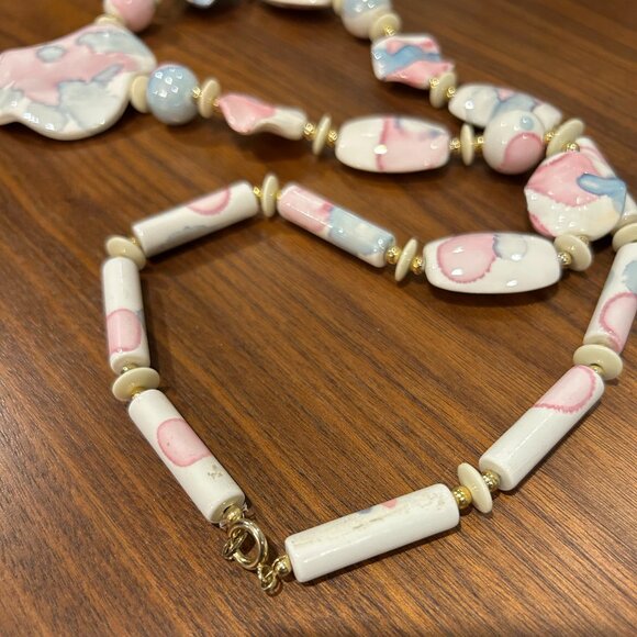 Vintage Hand Painted Japanese 32" Necklace - Picture 7 of 11
